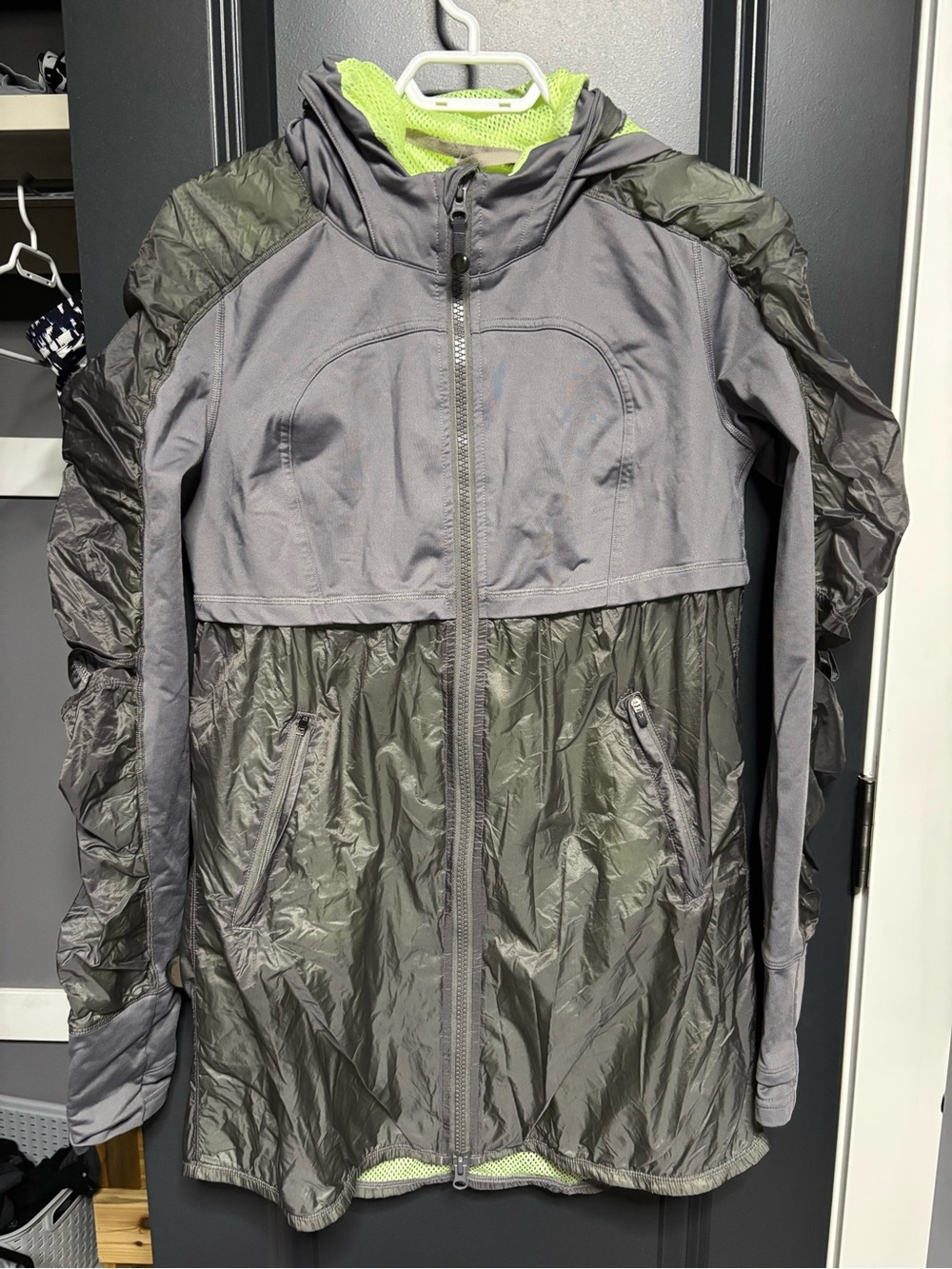 lululemon athletica Two-Tone Gray Jacket with Lime Hood Lining